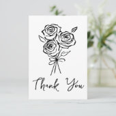 Met de Hand Getekende Zwarte Rozen Boeket Bruidsfe Bedankkaart (Staand voorkant)