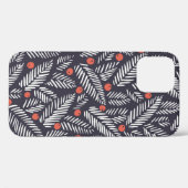 Met de hand getrokken abstract kerstblad, roodheil Case-Mate iPhone case (Achterkant (horizontaal))