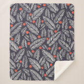 Met de hand getrokken abstract kerstblad, roodheil sherpa deken (Voorkant)