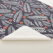 Met de hand getrokken abstract kerstblad, roodheil sherpa deken (3/4)