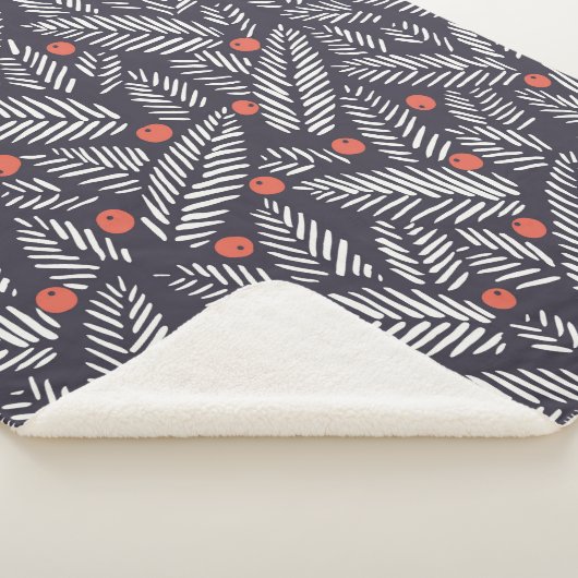 Met de hand getrokken abstract kerstblad, roodheil sherpa deken (3/4)