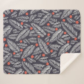 Met de hand getrokken abstract kerstblad, roodheil sherpa deken (Voorkant (horizontaal))