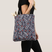 Met de hand getrokken abstract kerstblad, roodheil tote bag (Dichtbij)
