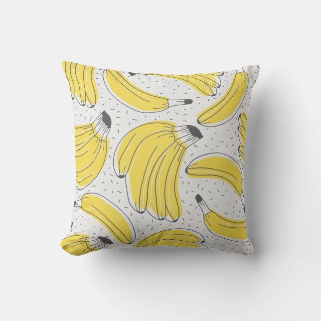 Met de hand getrokken achtergrond verse bananen. D Kussen (Voorkant)