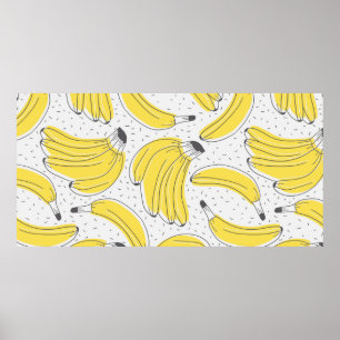 Met de hand getrokken achtergrond verse bananen. D Poster