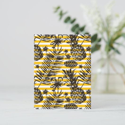 met de hand getrokken anananassen briefkaart (Staand voorkant)