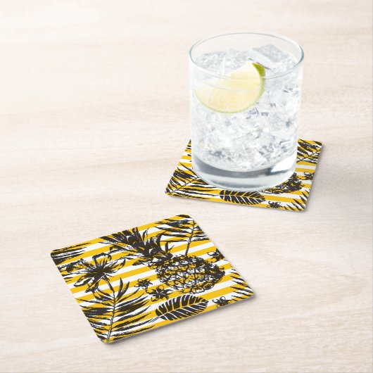 met de hand getrokken anananassen kartonnen onderzetters (Insitu)