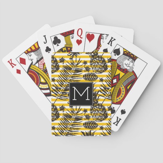 met de hand getrokken anananassen | Monogram Pokerkaarten (Achterkant)