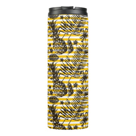 met de hand getrokken anananassen | Monogram Thermosbeker (Achterkant)