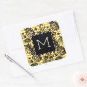 met de hand getrokken anananassen | Monogram Vierkante Sticker (Envelop)