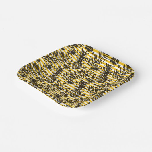 met de hand getrokken anananassen papieren bordje (Gebogen)