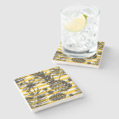 met de hand getrokken anananassen stenen onderzetter (Zijkant)