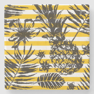 met de hand getrokken anananassen stenen onderzetter