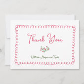 Met de hand getrokken  Baby shower Rode Floral Bedankkaart (Voorkant)