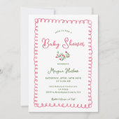 Met de hand getrokken  Baby shower Rode Floral Kaart (Voorkant)