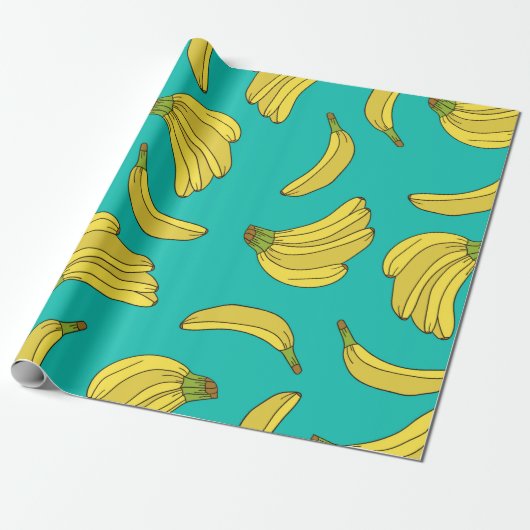 Met de hand getrokken bananen naadloos. Sketch ill Cadeaupapier (Uitgerold)