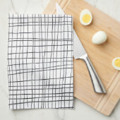 Met de hand getrokken band zwart-wit raster theedoek (Quarter Fold)