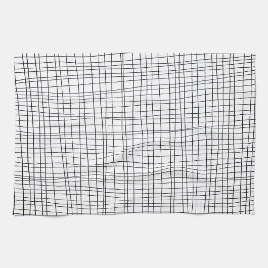 Met de hand getrokken band zwart-wit raster theedoek (Horizontaal)