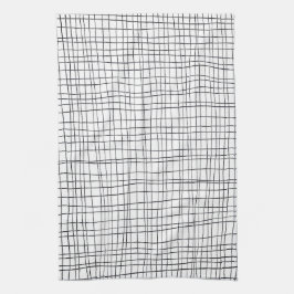 Met de hand getrokken band zwart-wit raster theedoek