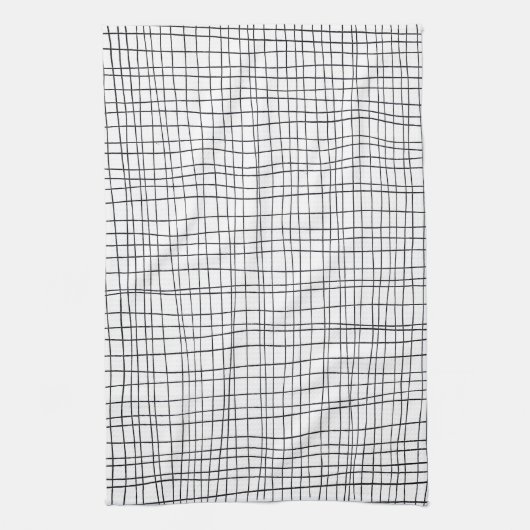 Met de hand getrokken band zwart-wit raster theedoek (Verticaal)
