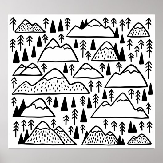 Met de hand getrokken bergen zijn ingesteld. colle poster (Voorkant)