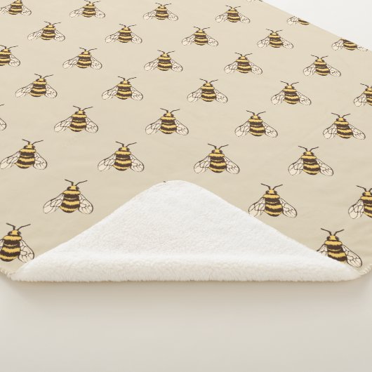 Met de hand getrokken bijen sherpa deken (3/4)