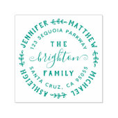 Met de hand getrokken bladeren | Familienamen en r Zelfinktende Stempel (Design)