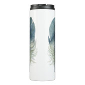 Met de hand getrokken blauwe grijze waterverf veer thermosbeker (Achterkant)