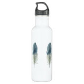 Met de hand getrokken blauwe grijze waterverf veer waterfles  (Achterkant)