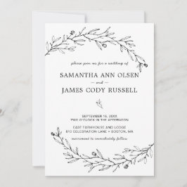 Met de hand getrokken Botanische Black en White We Kaart