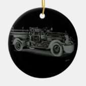 met de hand getrokken  brandweerwagen omgekeerd keramisch ornament (Voorkant)