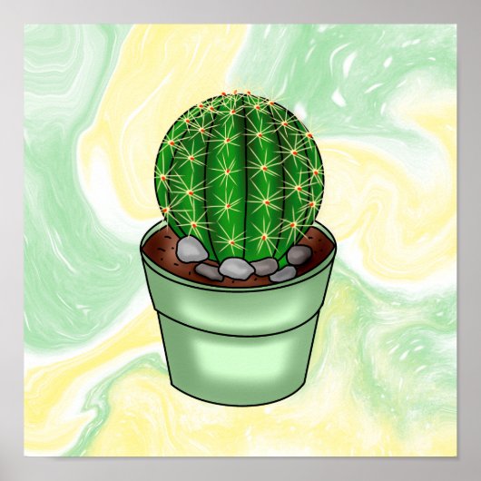 Met de hand getrokken Cactus Succulent met groen e Poster (Voorkant)