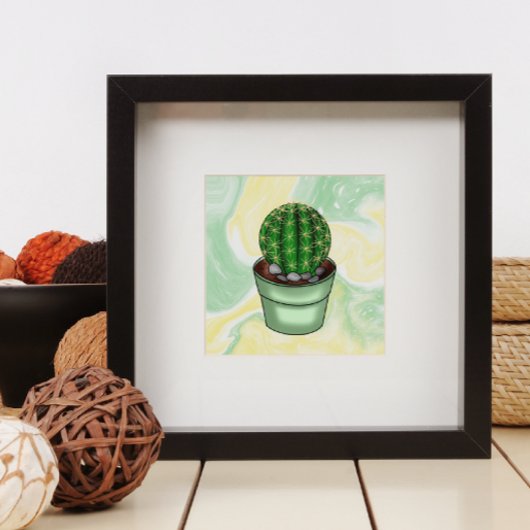 Met de hand getrokken Cactus Succulent met groen e Poster