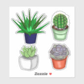 Met de hand getrokken cactussen en Succulenten Sticker (Vel)