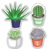 Met de hand getrokken cactussen en Succulenten Sticker (Voorkant)