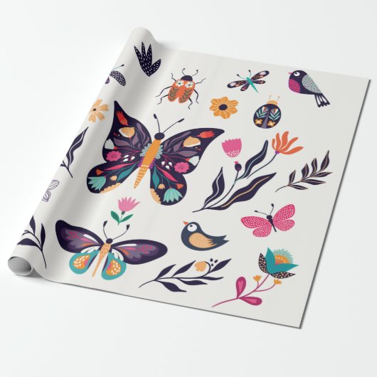 Met de hand getrokken collectie van elementen van  cadeaupapier (Uitgerold)