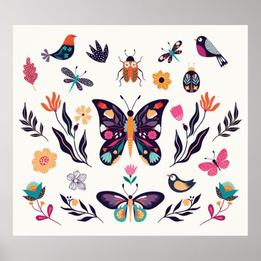 Met de hand getrokken collectie van elementen van  poster (Voorkant)