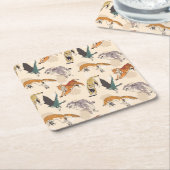 Met de hand getrokken dieren in de Wilde Retro-ket Kartonnen Onderzetters (Schuin)