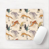 Met de hand getrokken dieren in de Wilde Retro-ket Muismat (Met muis)