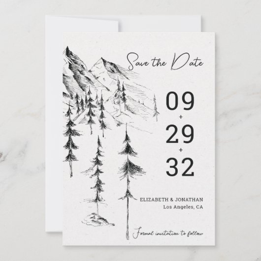 Met de hand getrokken, eenvoudige elegant in het g save the date (Voorkant)
