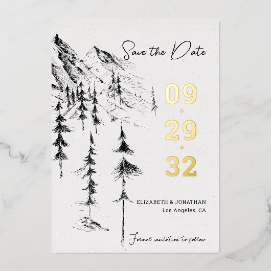 Met de hand getrokken, eenvoudige elegant van het  folie uitnodiging (Voorkant)