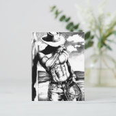 Met de hand getrokken Fine Art Masculine Westerne  Briefkaart (Staand voorkant)