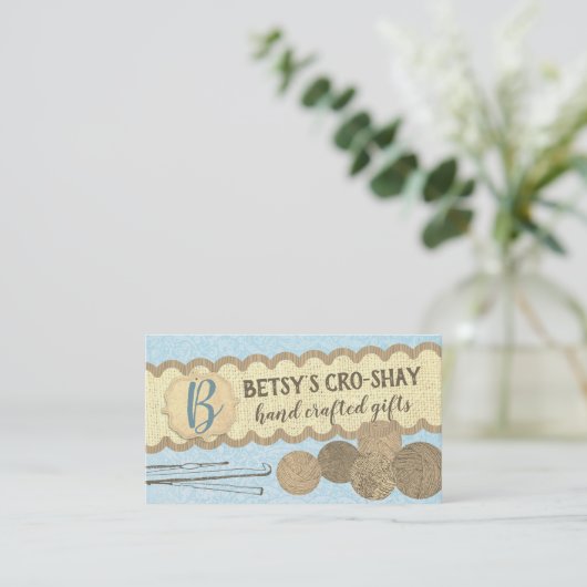 Met de hand getrokken garens, haakwerk, aan het st visitekaartje (Staand voorkant)