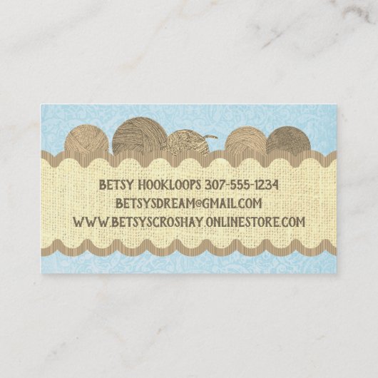 Met de hand getrokken garens, haakwerk, aan het st visitekaartje (Achterkant)