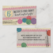 Met de hand getrokken garens, haakwerk, aan het st visitekaartje (Voorkant / Achterkant)