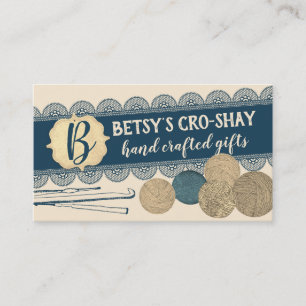 Met de hand getrokken garens, haakwerk, van kant visitekaartje