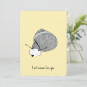 Met de hand getrokken geel Wenskaart met slak Bedankkaart (Staand voorkant)