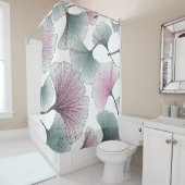 Met de hand getrokken gingko biloba achtergrond na douchegordijn (In situ)