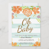 Met de hand getrokken groene strepen met baby show kaart (Voorkant)