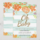 Met de hand getrokken groene strepen met baby show kaart (Voorkant / Achterkant)